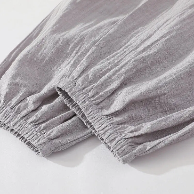 2026 Unisex Baumwoll-Leinen Hanfu Zweiteiliges Set im Buddha-Stil mit 3/4-Ärmeln, lockeres Yoga-, Meditations- und Teezeremonie-Outfit für Zuhause und Freizeit – Detail 22