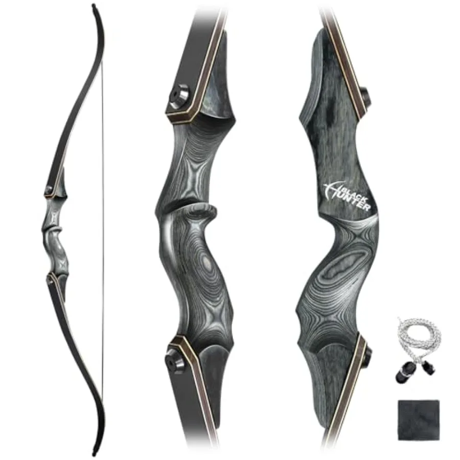 

Лук разборный Black Hunter Takedown Recurve 60 дюймов с бамбуковыми рукоятками для стрельбы из лука, охоты и тренировок по стрельбе по мишеням