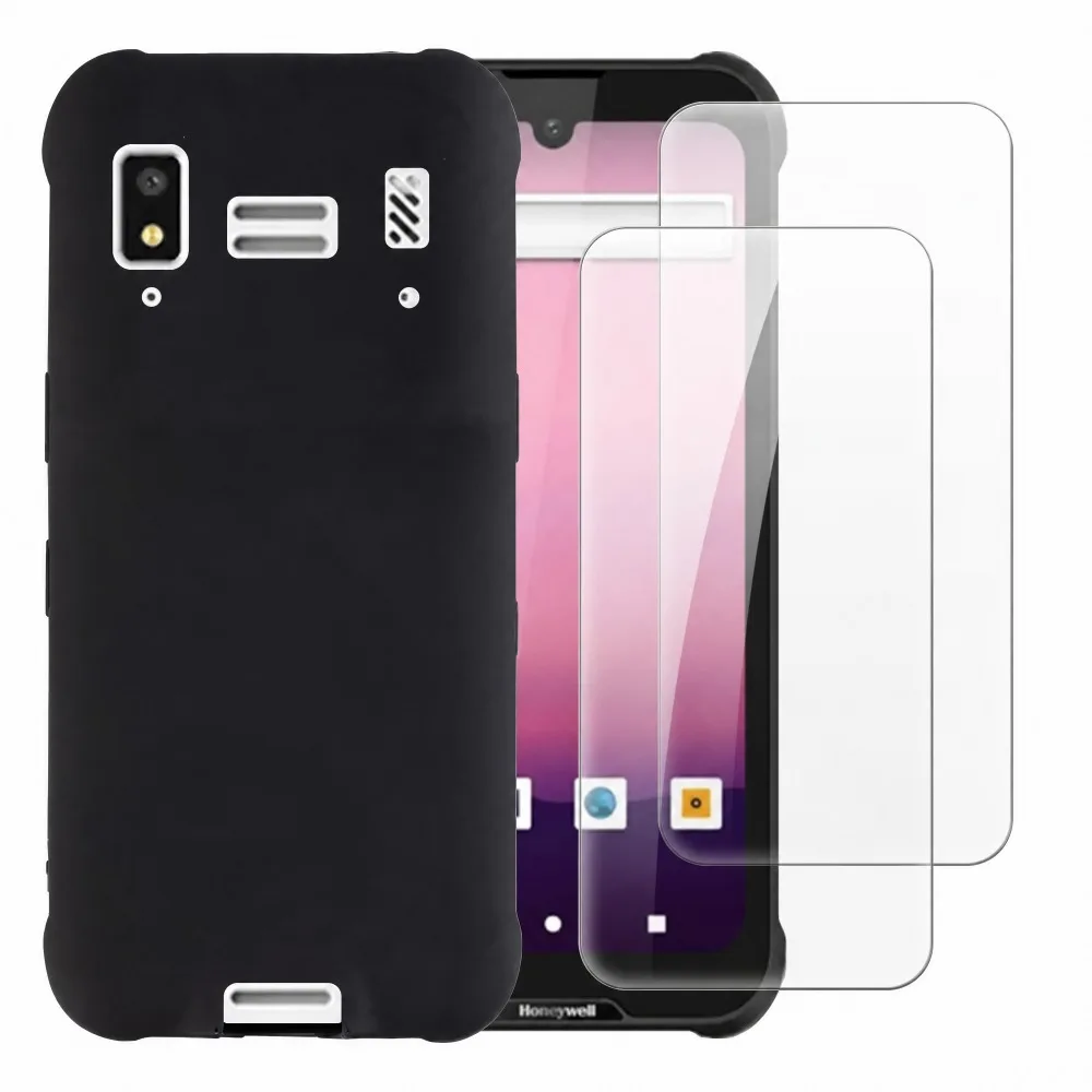 Soft Case + 2 Pack Tempered Glass Screen Protectors For Honeywell ScanPal EDA55 5G Full-Body Protection