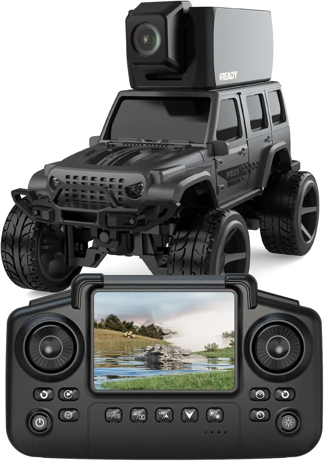 1:64 FPV Remote Control Car Toy with Magnetic 45-Degree Camera, Mini RC Truck Featuring LCD Screen, Live Video Feed, App Control, 2 Speeds, and 2.4GHz, Indoor Gift for Boys and Girls Ages 6-12, Birthday Present