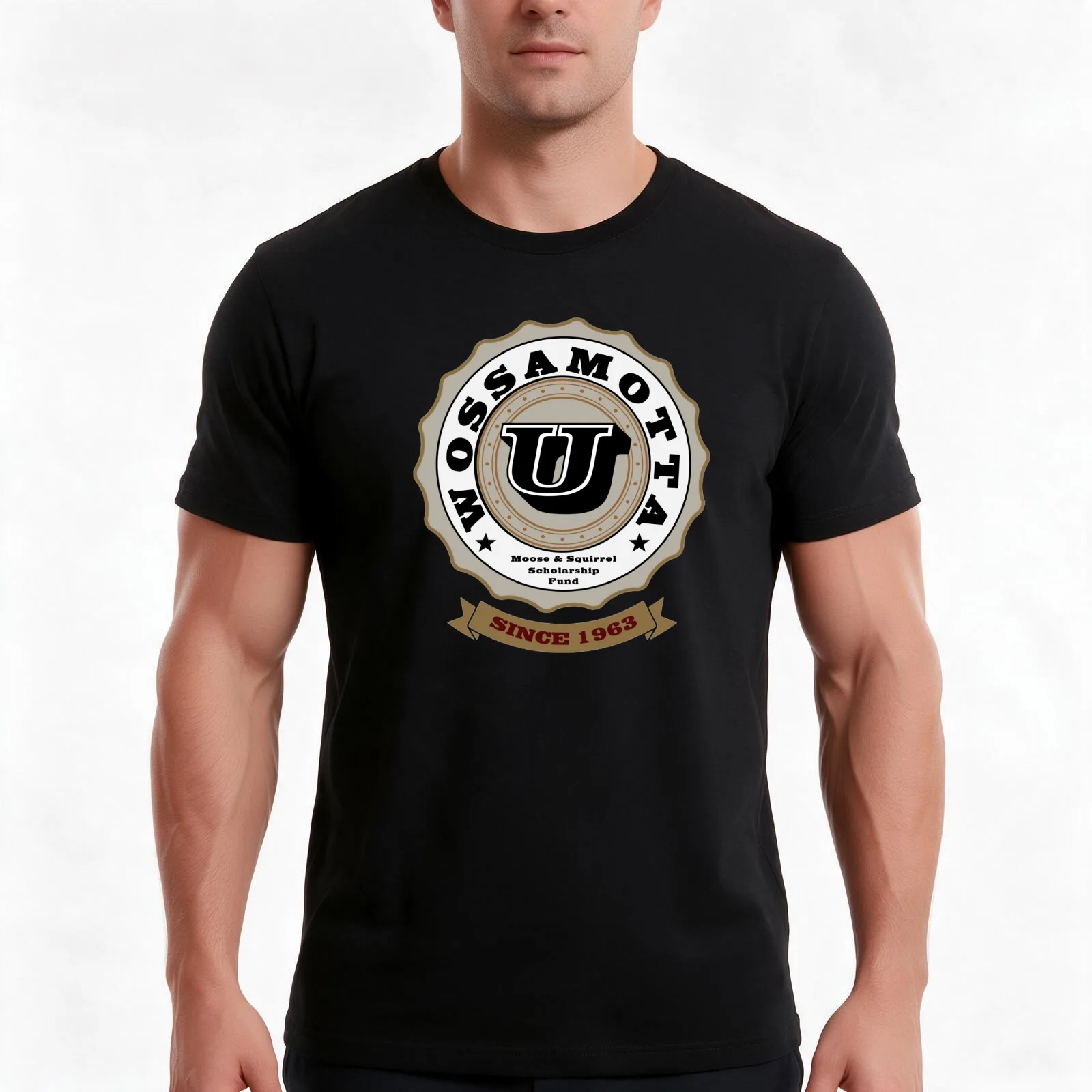 WOSSAMOTTA U School Emblem Moose And Squirrel Scholarship Fund T-Shirt Summer Casual Cotton Tee Oversized Streetwear Tops