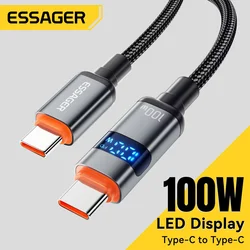 Essager-Cable USB tipo C a tipo C, dispositivo de carga rápida 5A tipo C para MacBook pro, Xiaomi, Huawei y Samsung, 100W