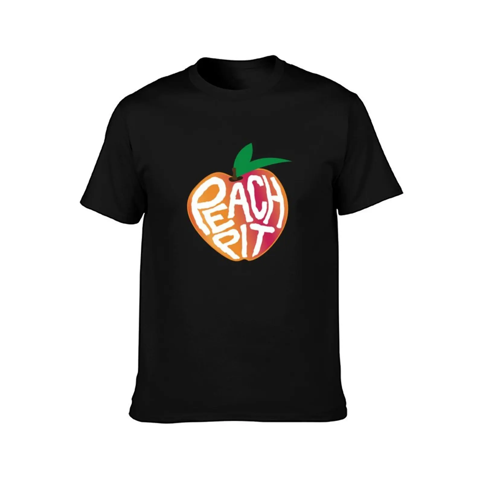Peach Pit T-Shirt, Summer Casual Cotton Tee, Oversized Streetwear Tops, Vintage Graphic Print, Loose Fit Short Sleeve