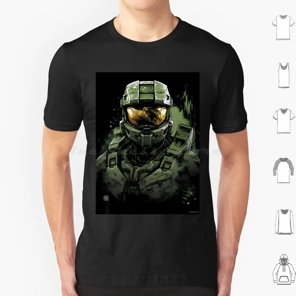 Master Chief T Shirt Big Size 100% Cotton Master Chief Abstract Art Gaming Art Video Game Fan Art Science Fiction Gaming Fan