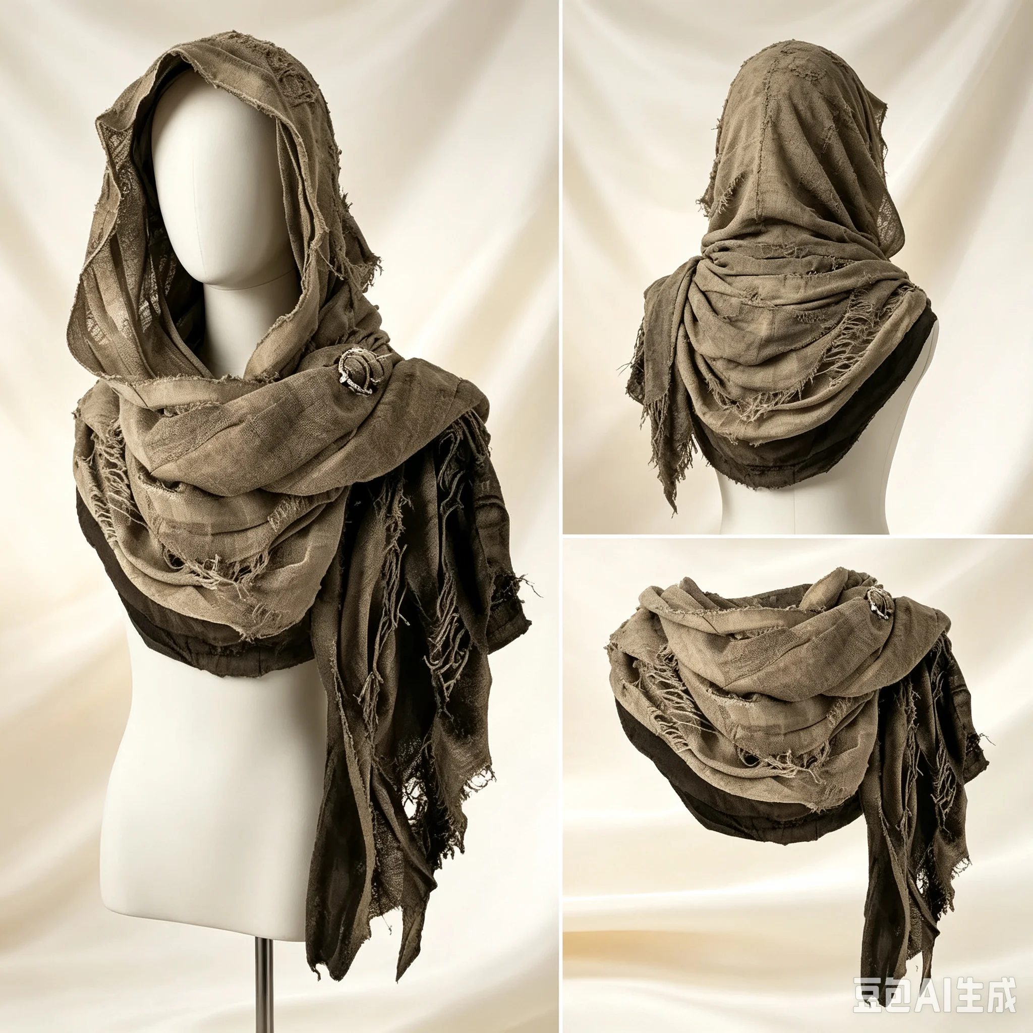 Cosplay Men's Medieval Pirate Retro Hood Scarf Black Green Wrap Cloak Renaissance Halloween Masquerade Costume Shoulder Cowl