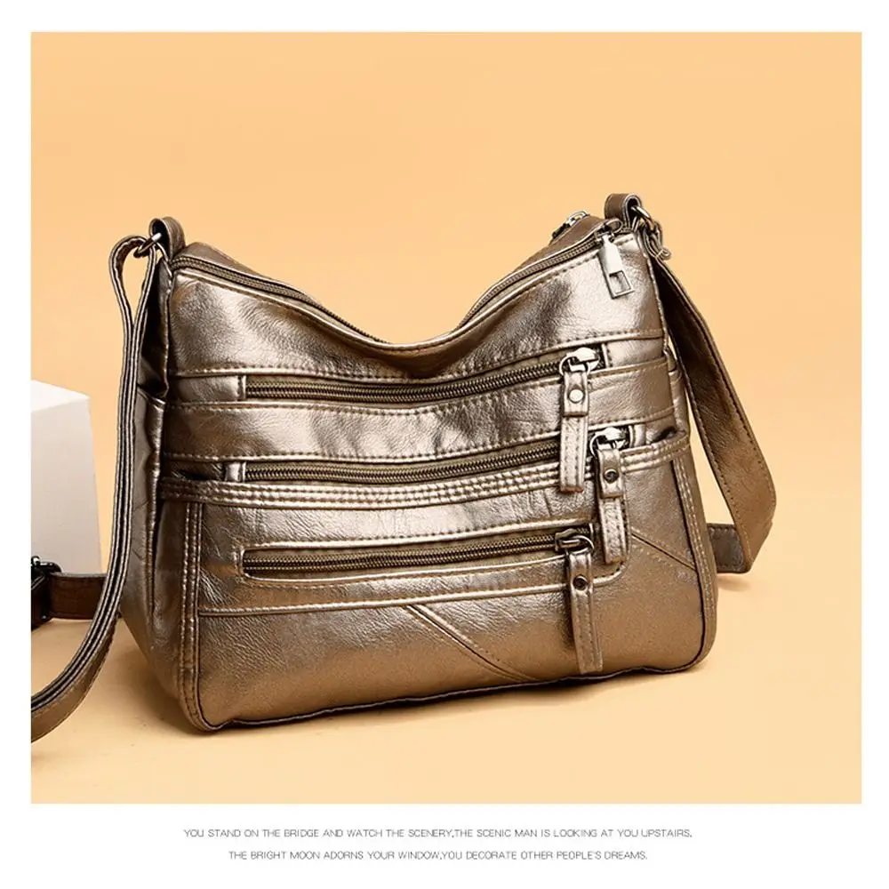 

Soft Leather Women's Crossbody Bag Adjustable Shoulder Strap Multi-Layer Pockets Shoulder Bag Classic Tote Bag