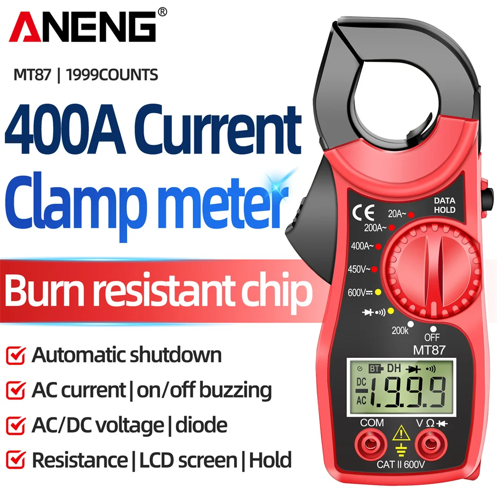 ANENG MT87 1999 Counts Digital Clamp Meter DC/AC Multimeter Ammeter Voltage Tester NCV Ohm High Precision Detector Tool