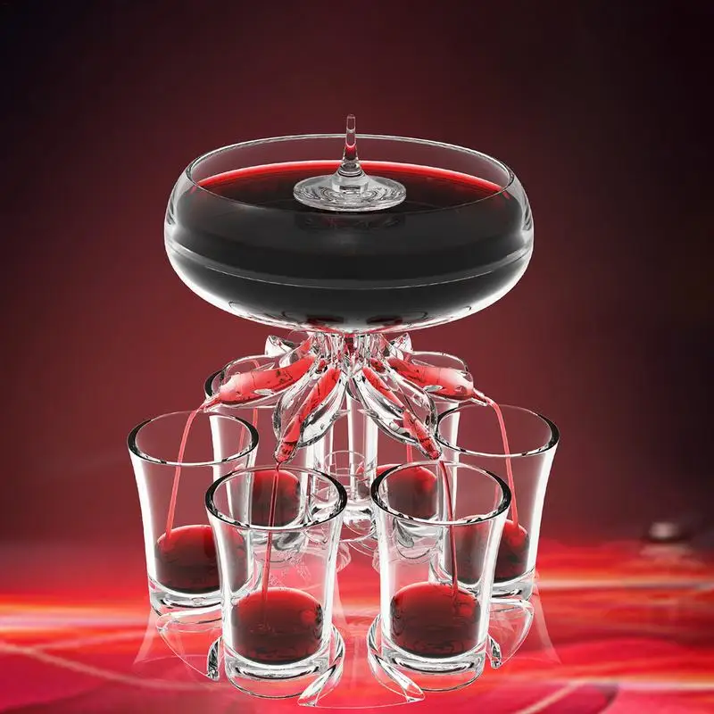 6 Shot Glass Dispenser Holder Liquor Dispenser gloowing Drinking Games Tools Party Liquor Dispenser with brush bottle opener