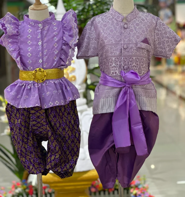 

Thai Imported Retro Traditional Children's Clothing Set for Stage Performance