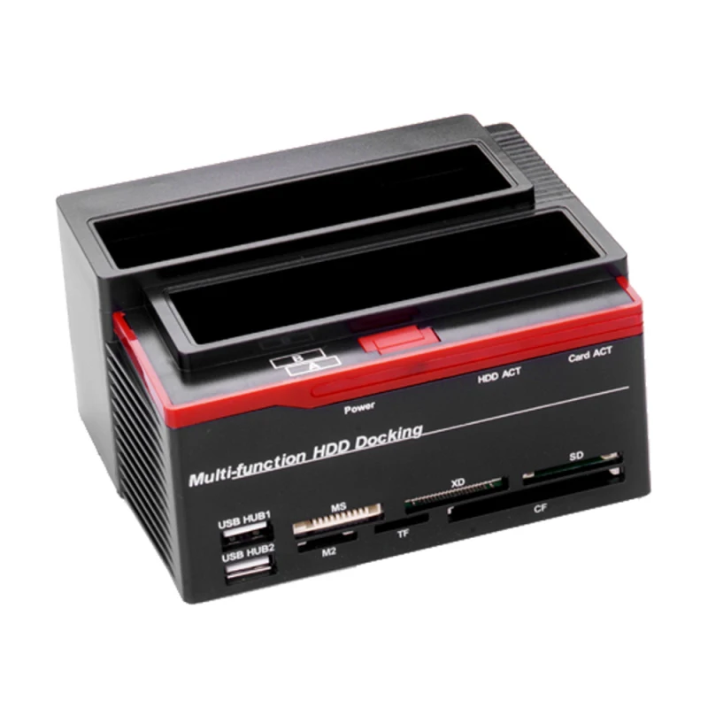 Multifunction Dual Slot 2.5/3.5inch IDE SATA SDD HDD Docking Station Card Reader