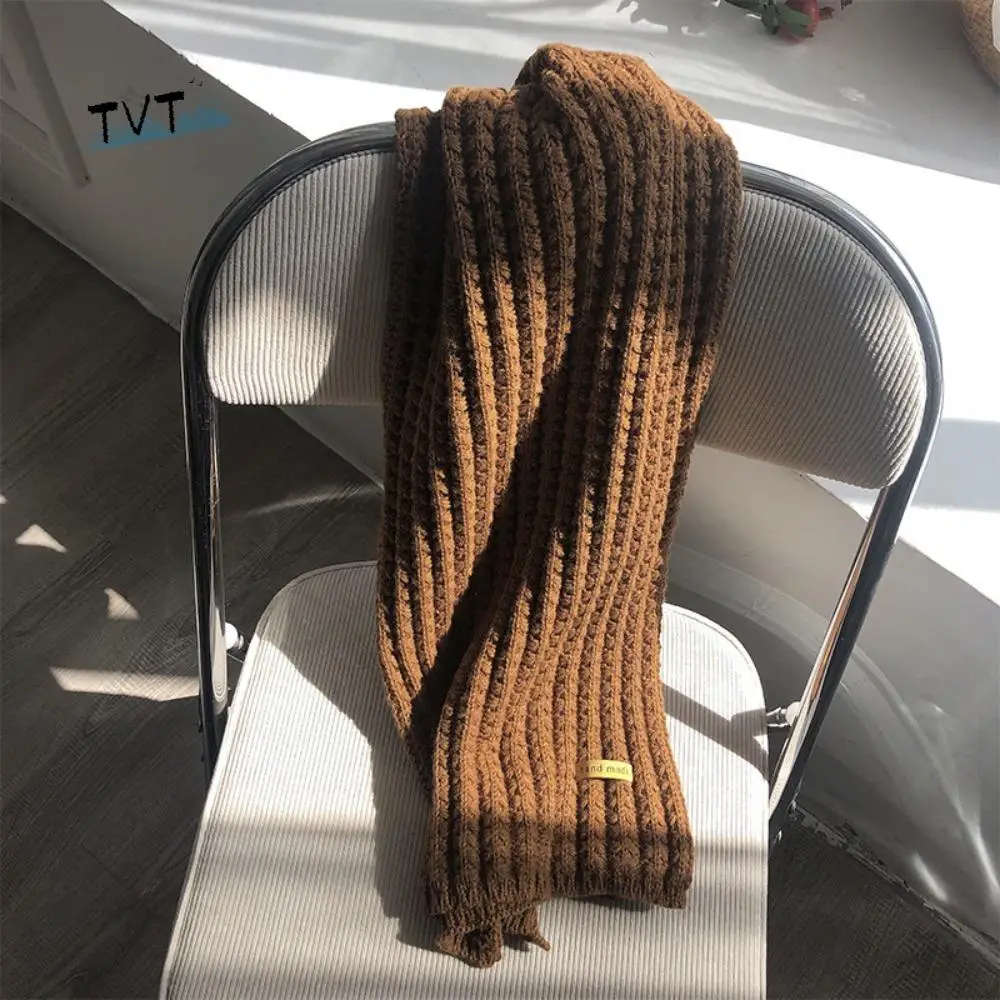 

Simple Korean Style Solid Color Knit Scarf Thicken Casual Winter Knitted Scarves Warm Windproof Men Women Scarf Unisex