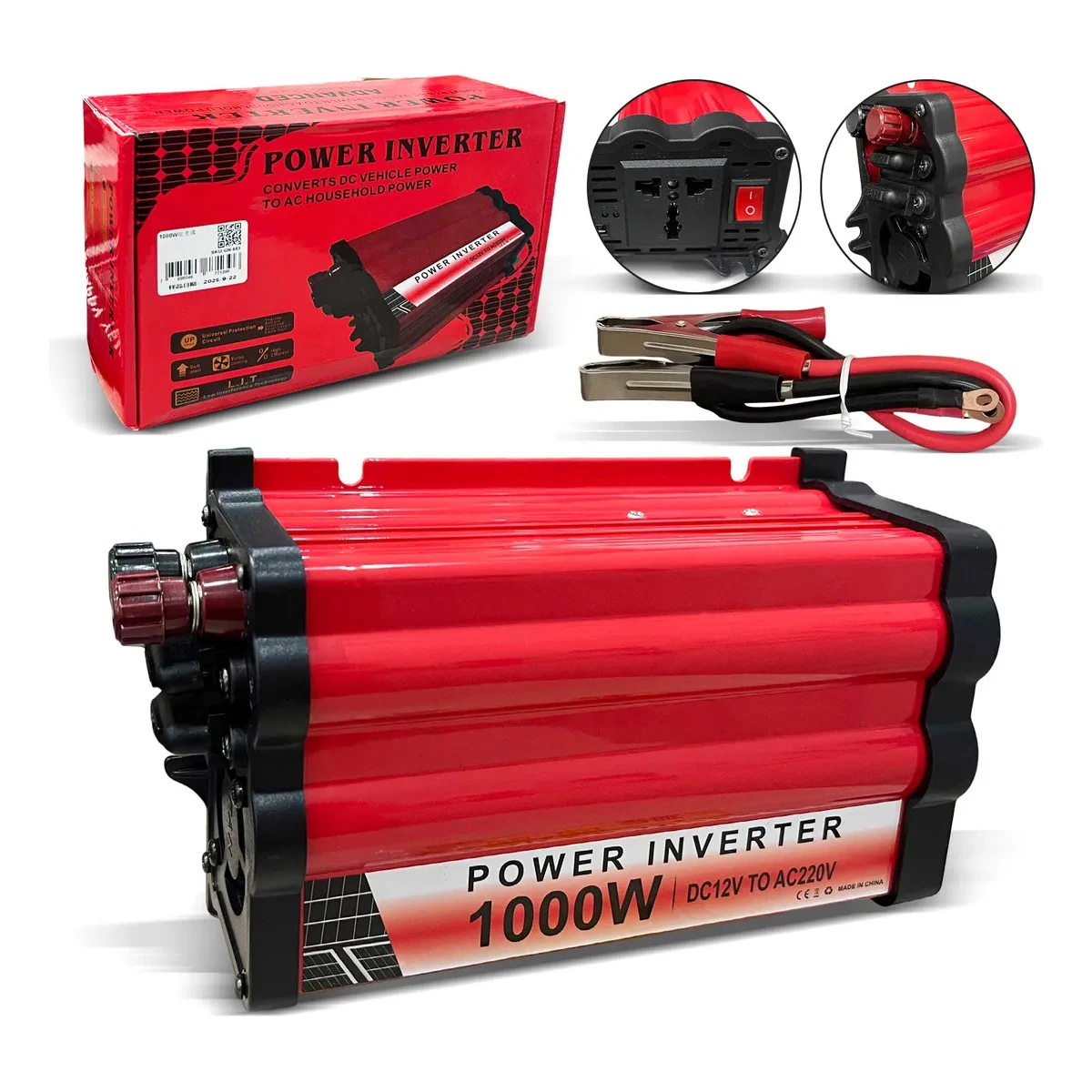 12v-220v-1000w-純正弦波電圧インバーター-車両および家庭用電化製品用