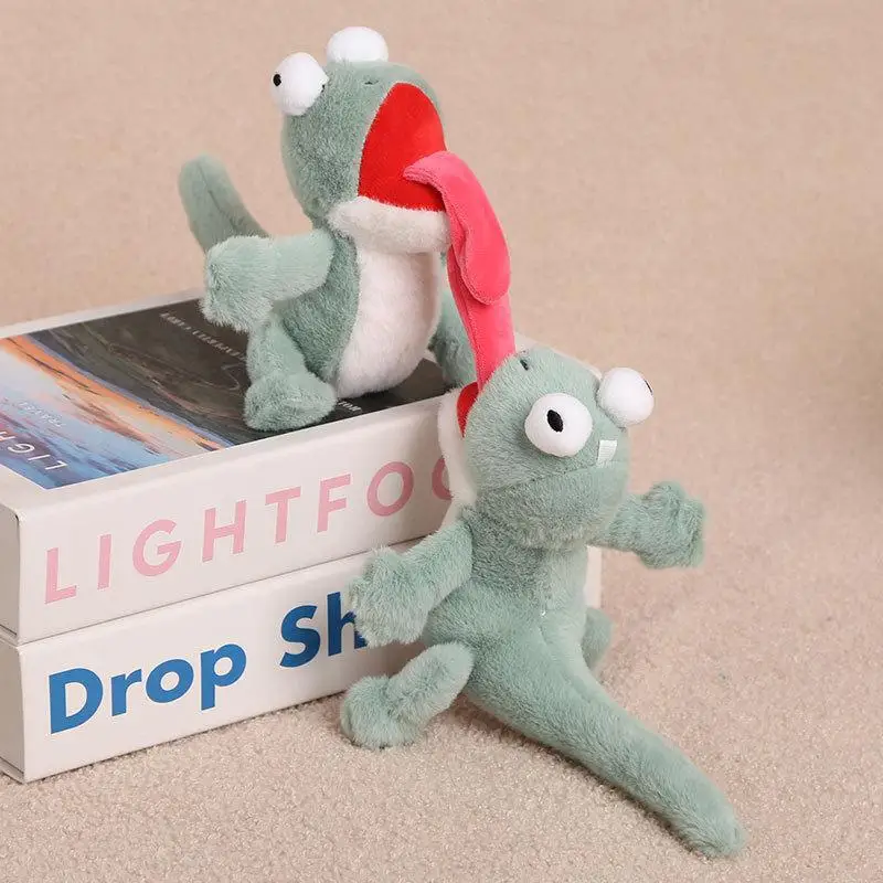 Cute Soft Green Plush Lizard Keychain With Funny Big Eyes And Hanging Chain Perfect Backpack Decoration Gifts For Kids Friends