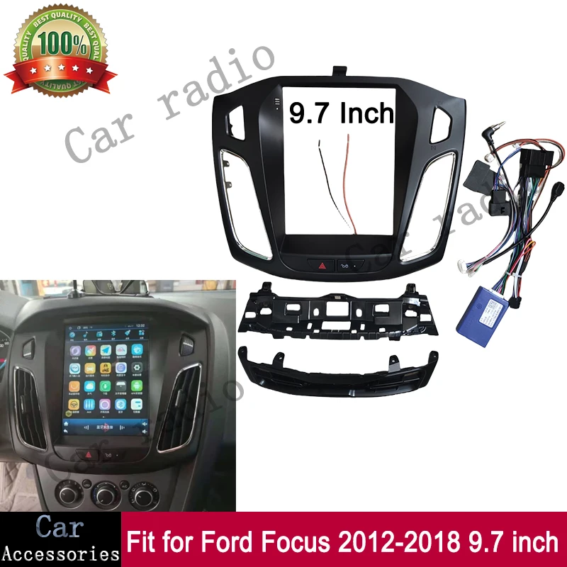 Estilo Tesla de 9,7 pulgadas para Ford Focus 2012 + Radio de coche Android marco estéreo reproductor unidad principal Fascia tablero cubierta carcasa