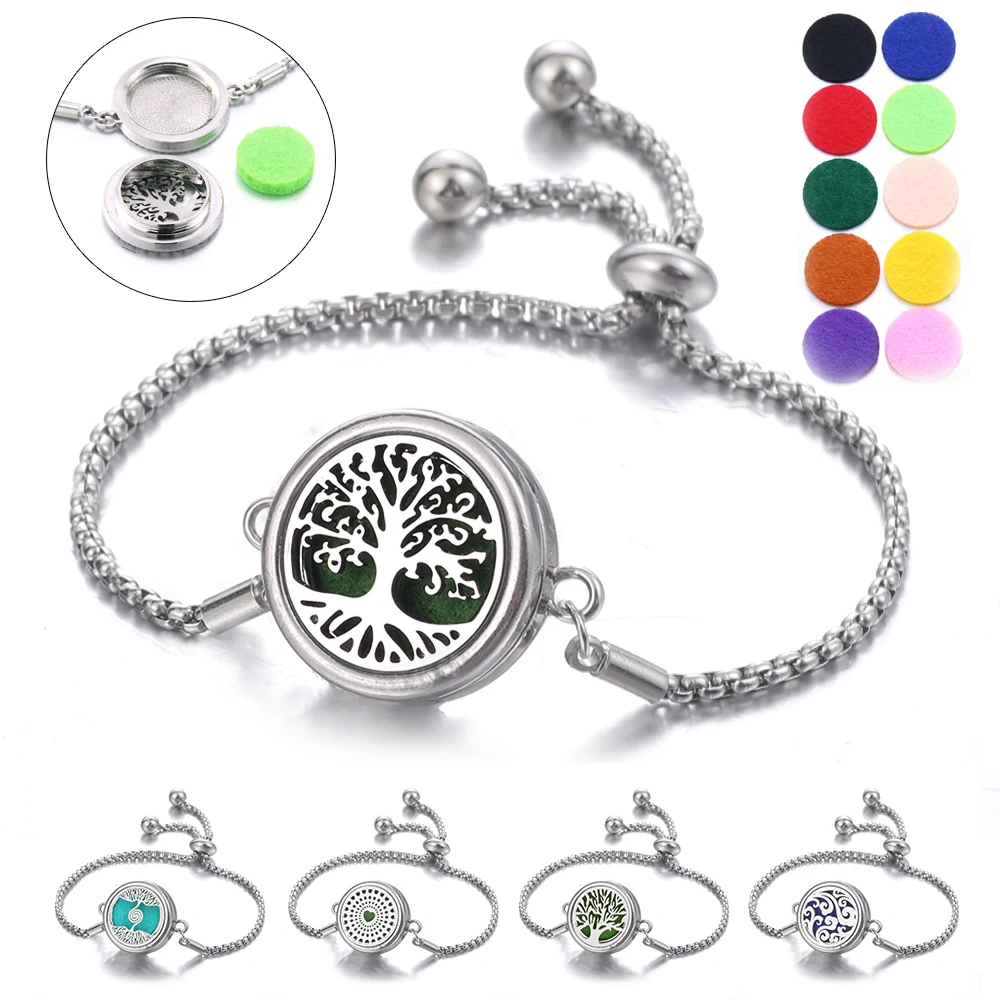 New Aromatherapy Diffuser Bracelet Essential Oil Diffuser Bracelet Alloy Stainless Steel Perfume Aroma Locket Bracelet for Women