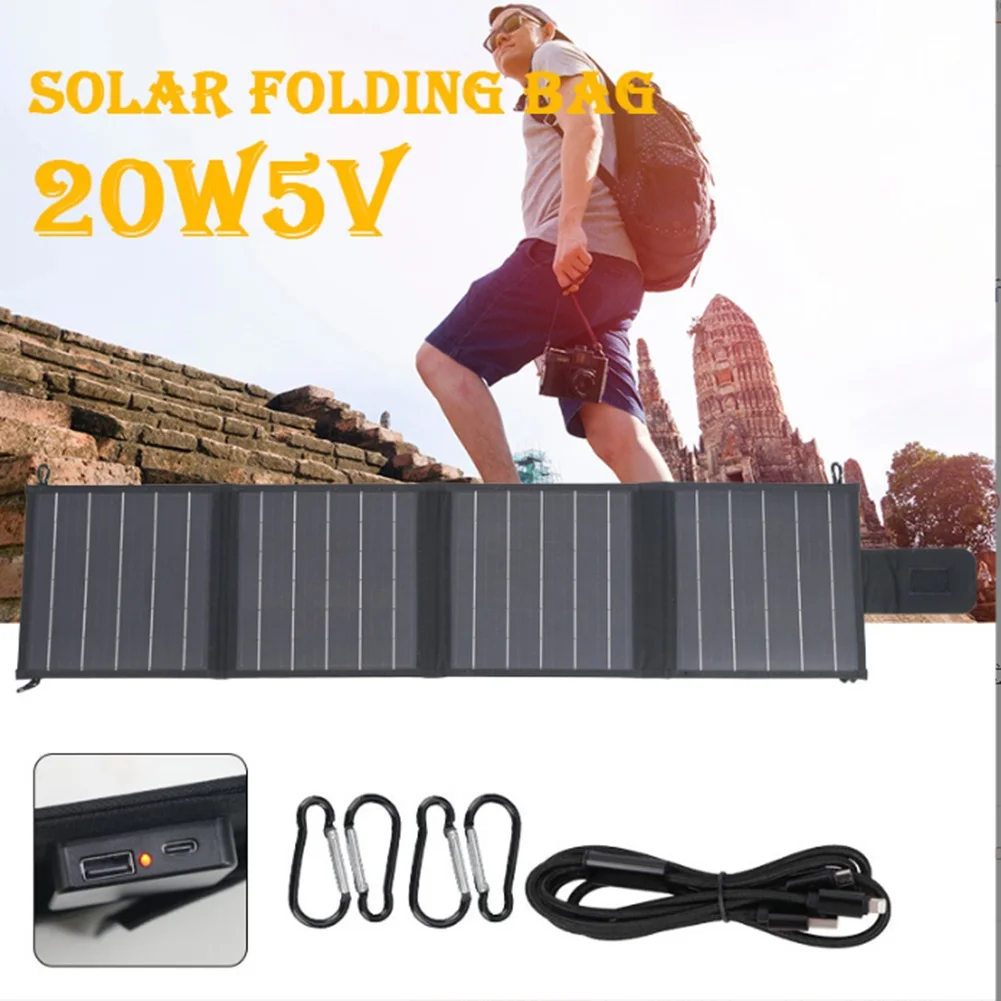 

Solar Panel Charger 880*182*20mm Portable Solar Panel Charger Foldable 5v 20w Usb For Outdoor Power Bank Home Accessories