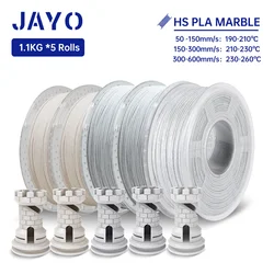 JAYO PLA Filament 5Rolls PLA Marble 3D Printer Filament 1.75MM For FDM 3D Printer High Speed Marble Texture 3D Printing Material