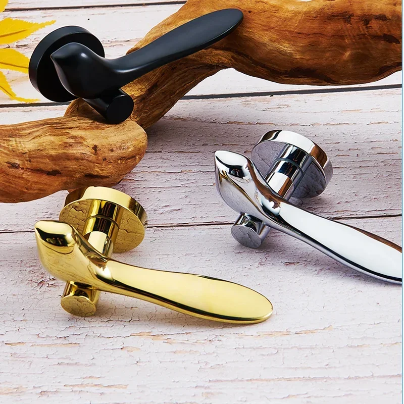 Golden Minimalist Bird Mute Door Lock Bedroom Wooden Door Locks Indoor Room Door Handle with Lock Body Cylinder 3 Keys Split