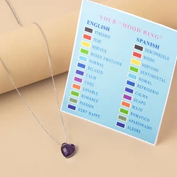 2026 New Mood Temperature Color Change Necklace Heart Thermochromic Bead Stainless Steel Chain Necklace For Women