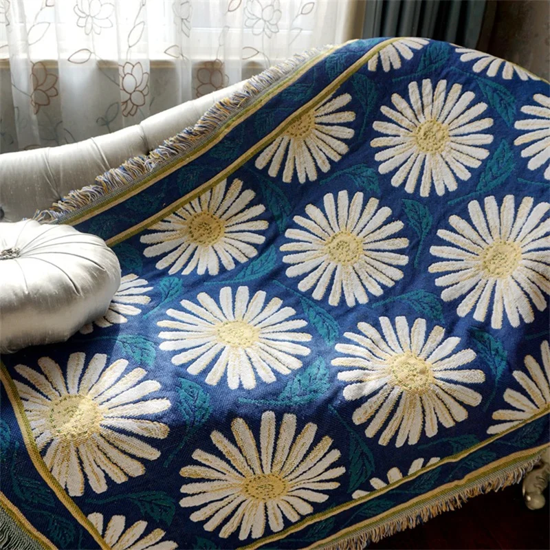 

All Season Daisy Throw for Sofa Couch Chair Cover Carpet Bed Woven Blanket with Tassel for Sofa Boho Sofa Cloth Bohemian Throws