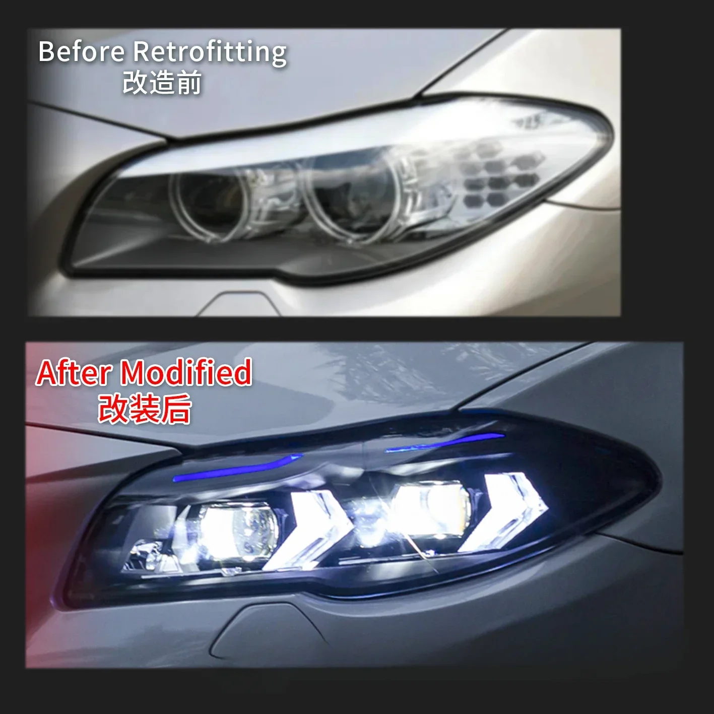 2 قطعة مصباح LED للسيارة لسيارة BMW 5 Series F10 2011-2013 2014-2017 520-523-525-528-530-535Li ، بدء التشغيل الديناميكي (أنظمة AFS غير مناسبة)