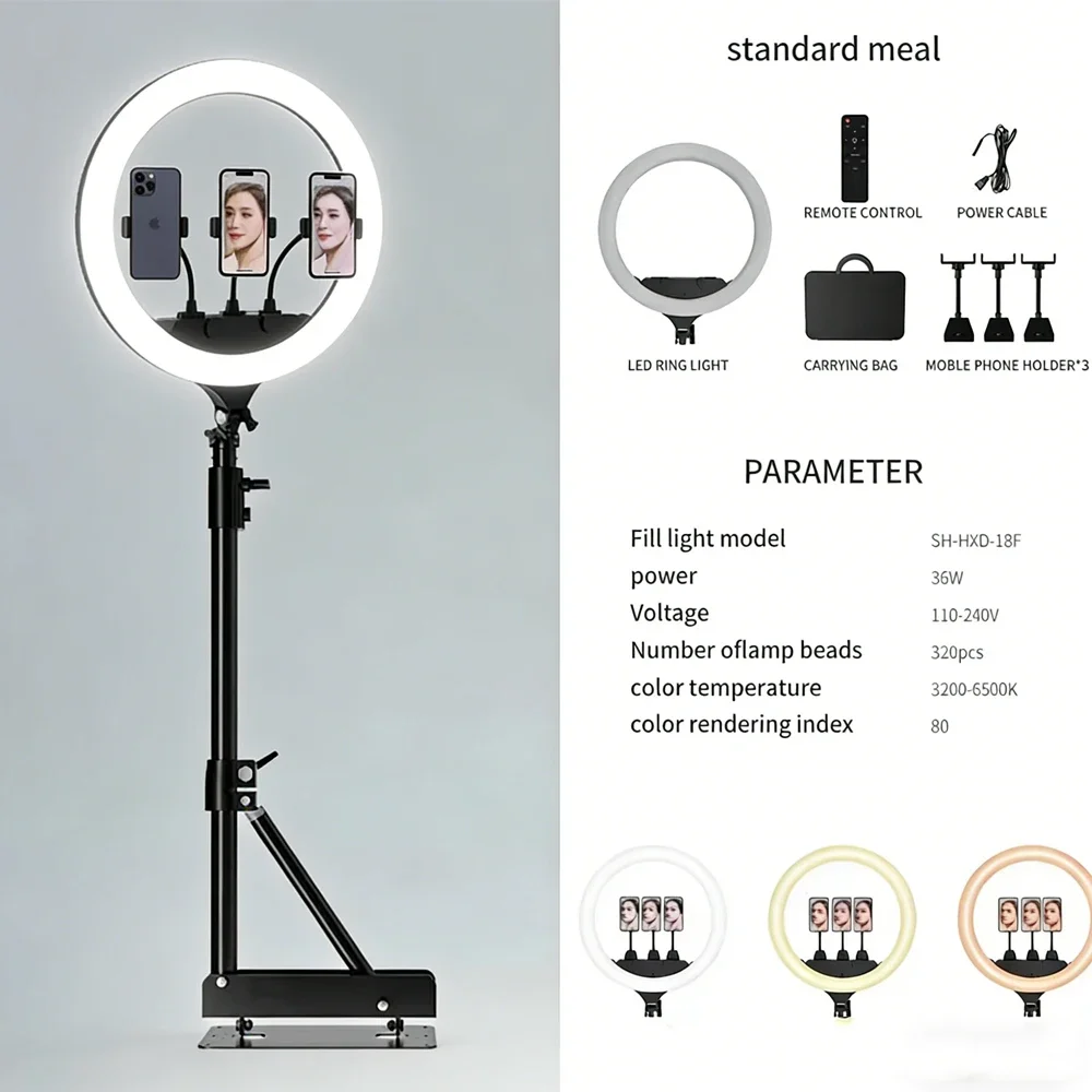 Großes Ringlicht 18 Zoll Selfie LED Videolampe mit Stativ und Handyhalterung für YouTube Live-Licht Fotografie Studio