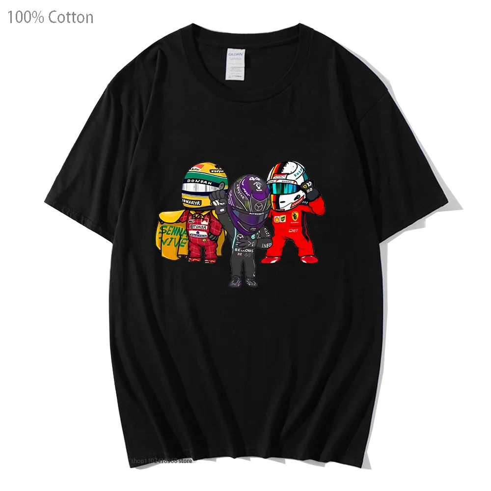 Cartoon F1 Car Print Thisrt Mini Driver Fans Lovers T-Shirts Long Sleeve Summer Men Women Tee 100% Cotton Tee-shirt High Street