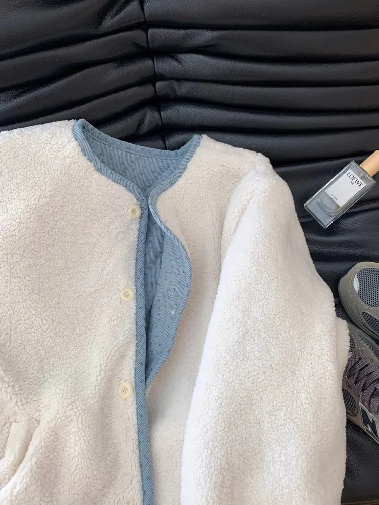 الأزهار طباعة فرو الضأن طوق القطن Jaet جولة Ne الرجال النساء الدافئة الخريف الشتاء معطف الكورية Sle فضفاضة تناسب على الانترنت الحصري