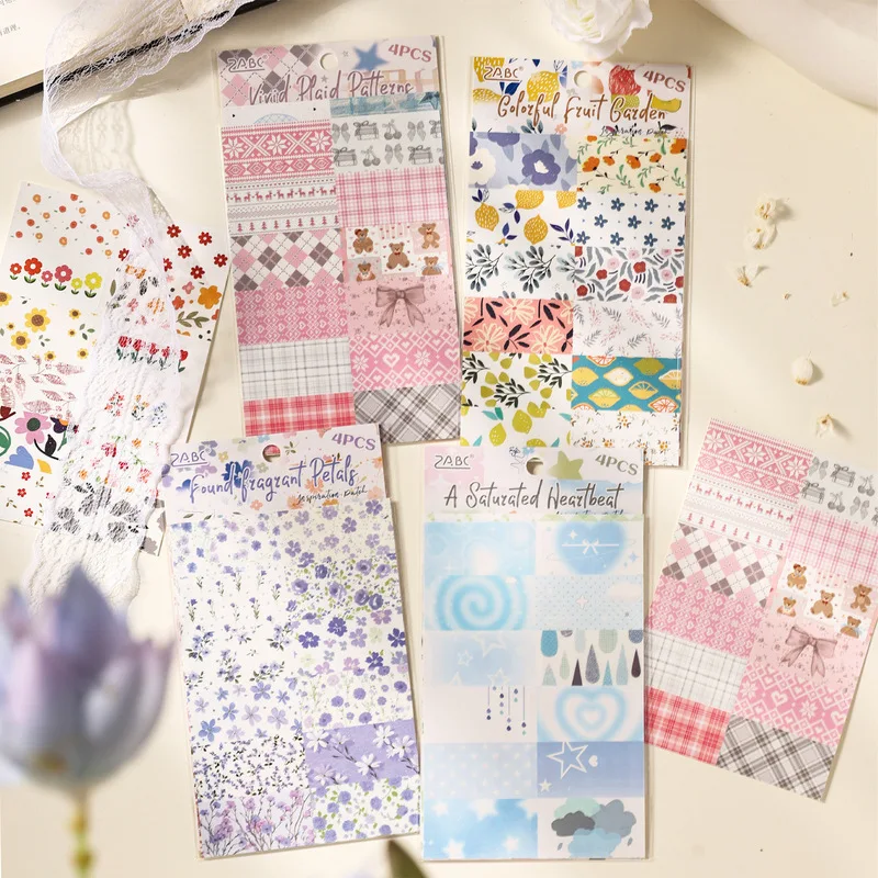1pack/4Pcs Universal Patch Journal Craft Stickers, Decor Materials for DIY Memory Album Decoration Craft Supplies