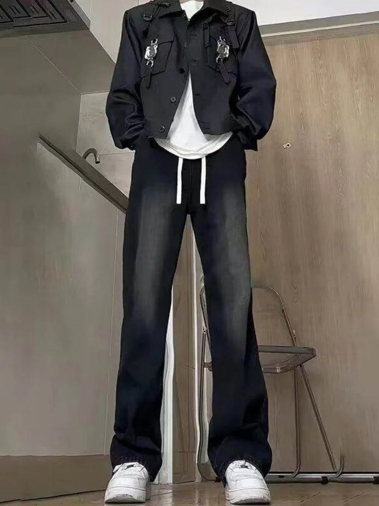 

Men's Loose Straight Leg Wide Leg Jeans CleanFit Casual American High Street Spring Autumn Wearable Faded Wa mid High Waist