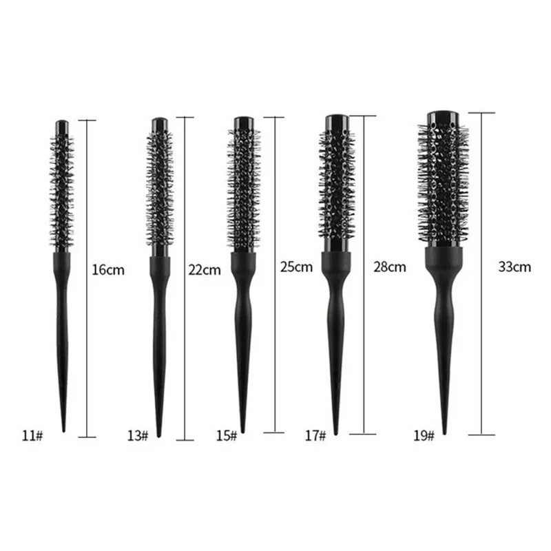 빗 Hair Comb Professional Black Round Hair Comb Hairdressing Curling Hair Brushes Nylon Tube Round Comb Salon Styling Tools