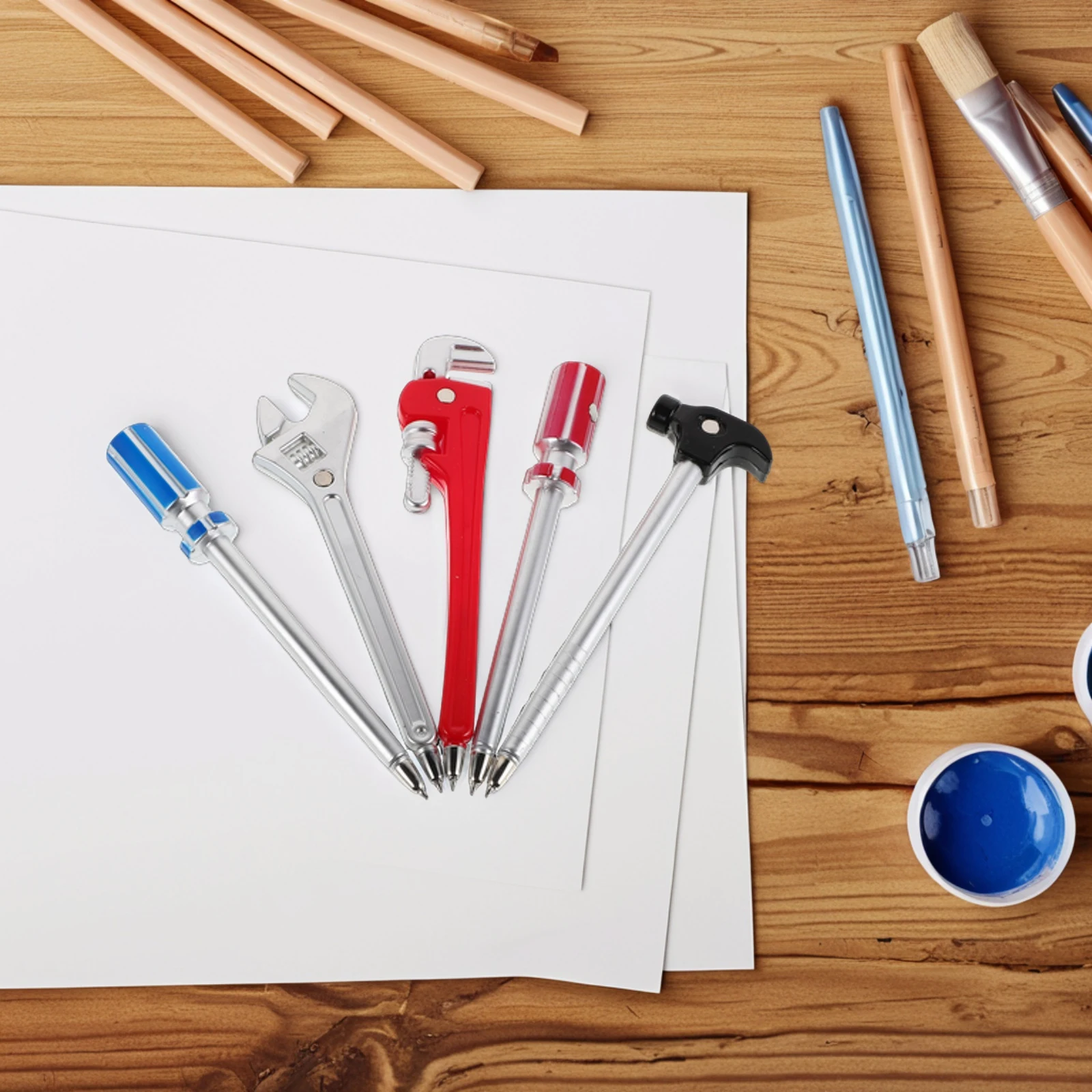 

5 Pcs Creative Hardware Tool Pen Ballpoint Pens Hammer Funny Writing Stationery Cartoon Plastic Entertaining Colorful