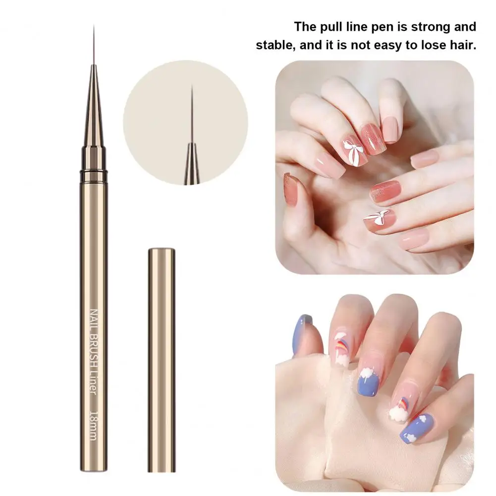 Metal Handle Nail Brush Professional Nail Art Brush Set with Ultra-fine Nylon Hair Comfortable Grip Metal Body for Beginners