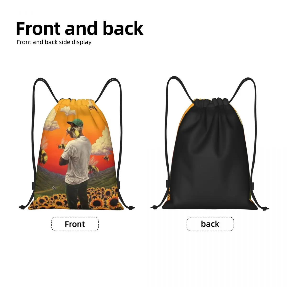 Custom Rapper Tylers The Creator Drawstring Backpack Bags Women Men Lightweight Gym Sports Sackpack Sacks for Training