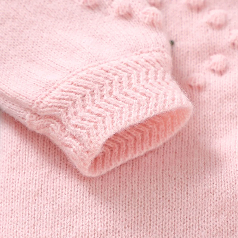 Newborn Baby Romper Knitted Infant Girl Jumpsuit Long Sleeve Autumn Toddler Kid Clothes Fashion Pink Solid 0-18M Overalls Winter