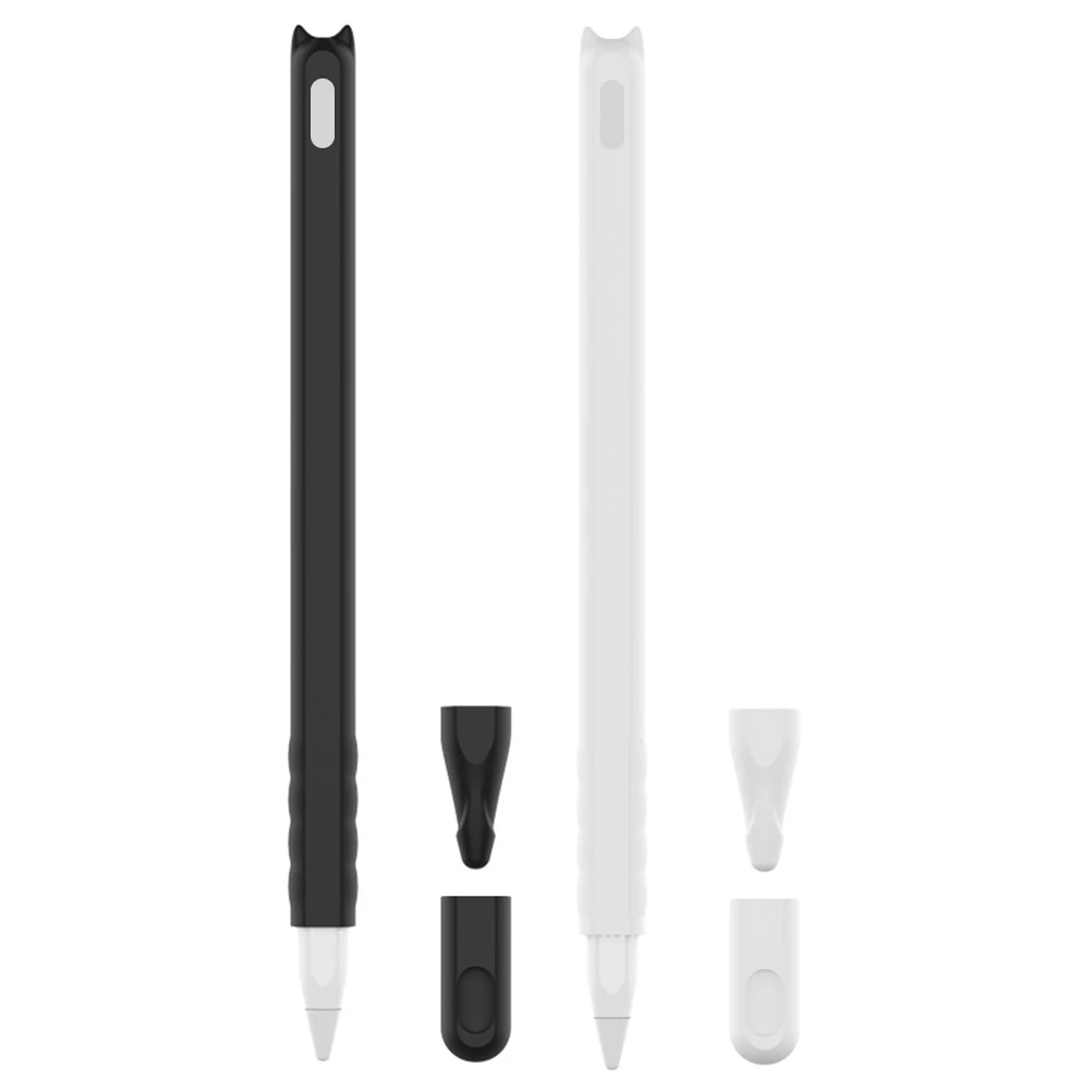 

2pcs Pen Cover Silica Gel Case Compatible for Apple Pencil Cat Head Design Stable Color 2nd Gen Touch Pen Accessories