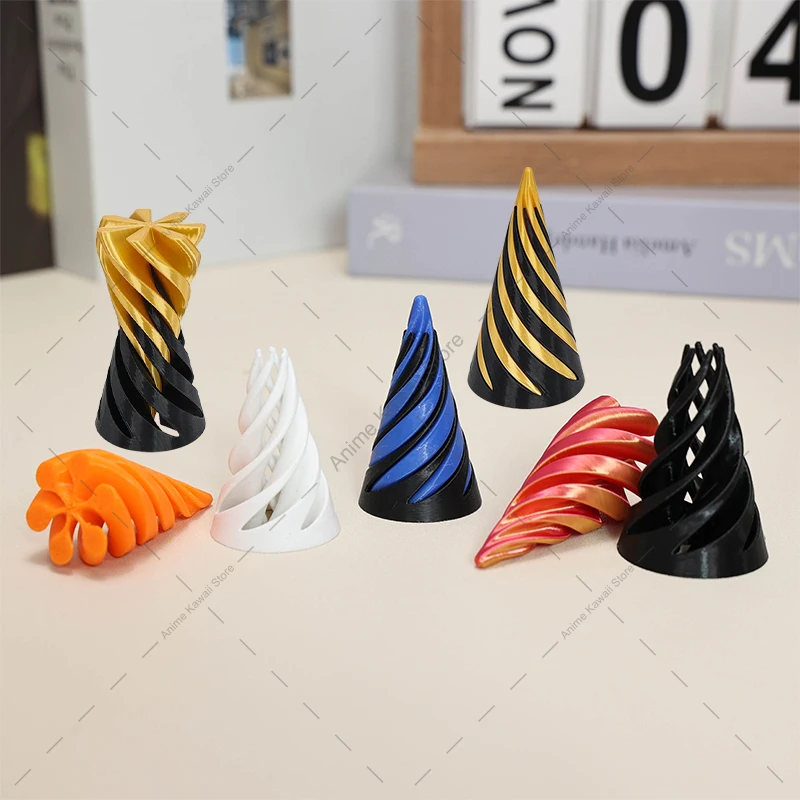 3D Printed Spiral Cone Toy Impossible Pyramid Passthrough Sculpture Pass Through Pyramid Toy Mini Vortex Thread Illusion