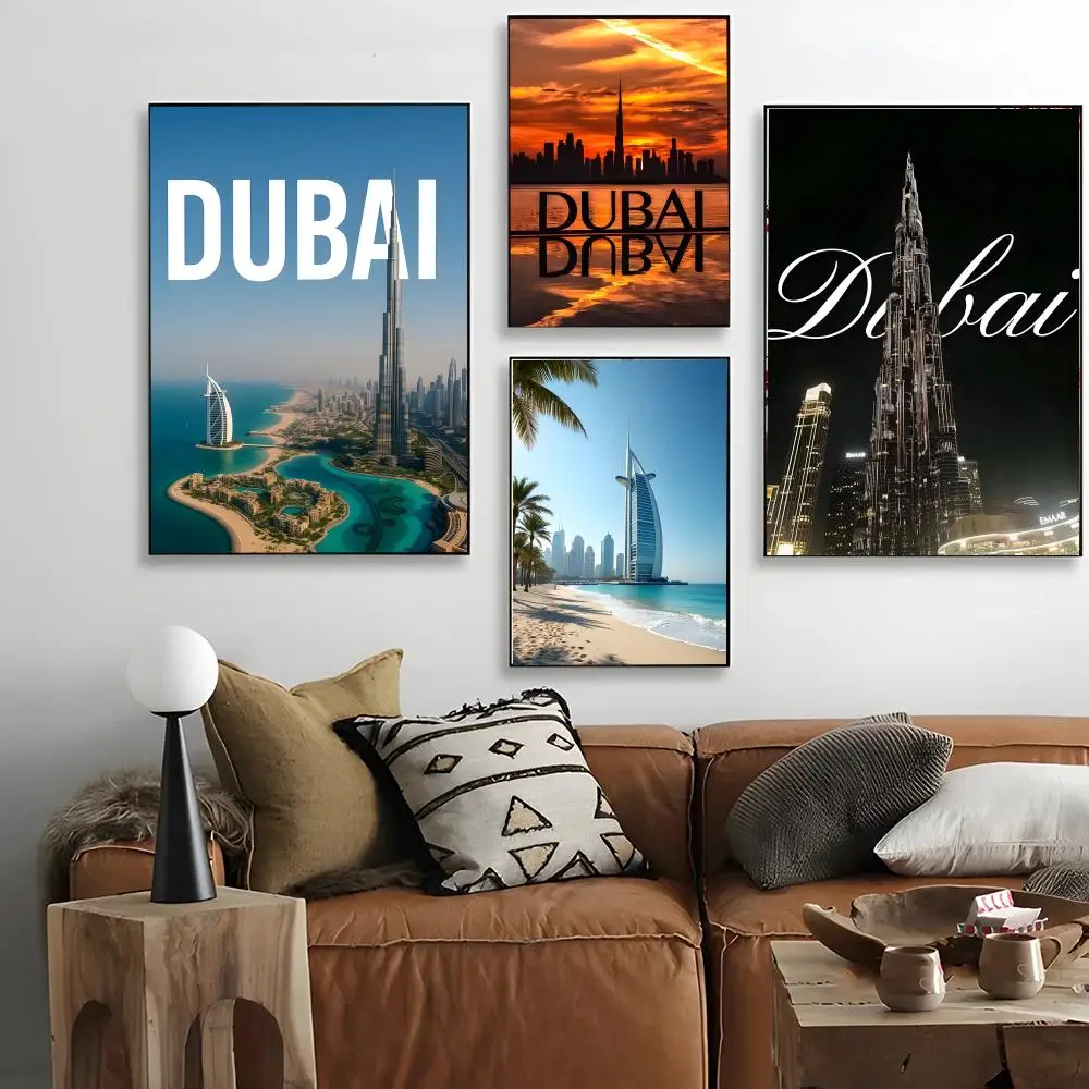 Opulent Futuristic D-Dubai Modern Architecture Skyline Art Poster retro art living room decoration bar Promotional