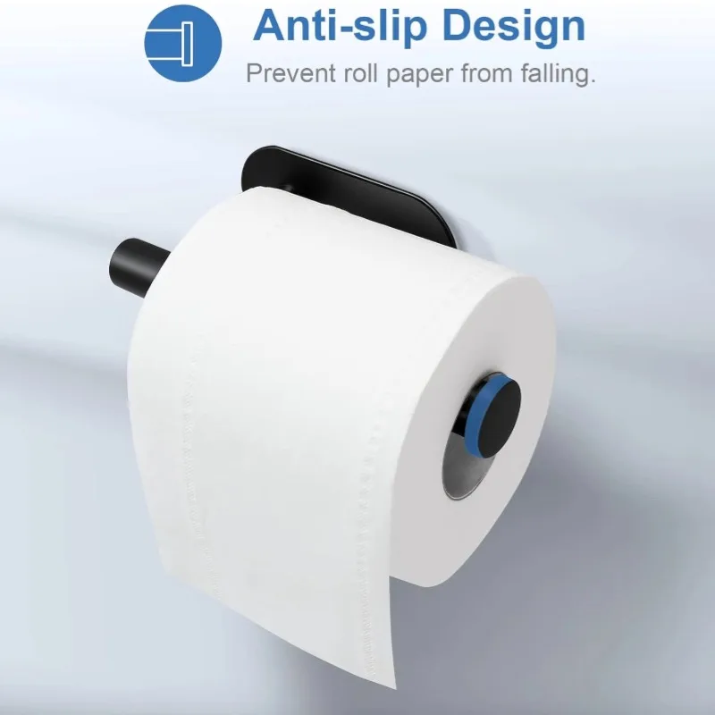 Adhesive Toilet Paper Holder, No Drilling Stainless Steel Toilet Roll Holder, Stick on Wall Storage Rack for Bathroom Kitchen RV