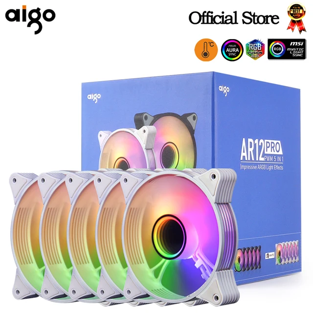 Aigo AR12PRO Wentylator do obudowy komputera Wentylator PC 120mm rgb Wentylator 4pin PWM Wentylator chłodzący procesor 3pin5v Nieograniczona przestrzeń argb 12cm wentylator
