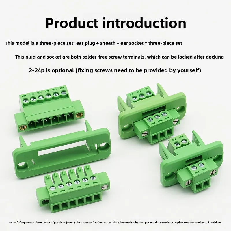 Solder-free butt wall fixing panel 15EDGWC3.81 plug-in terminal block with flange EDGRKP3.5