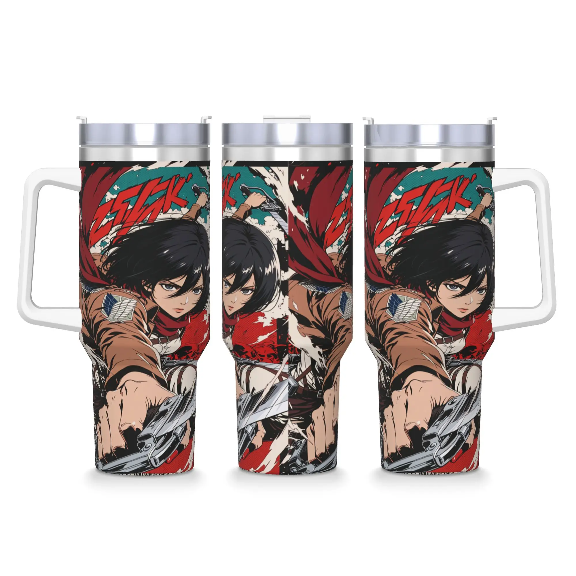 進撃の巨人-アニメタンブラー-冷たい飲み物用ウォーターボトル-ポータブルステンレス製保温カップ-カスタムビーチマグカップ