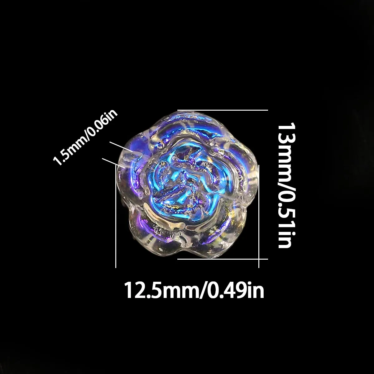 13mm 10/20/30Pcs AB Colors Roses Peach Blossoms Lampwork Beads for Jewelry Making Bracelet Necklace Keychain DIY Accessories