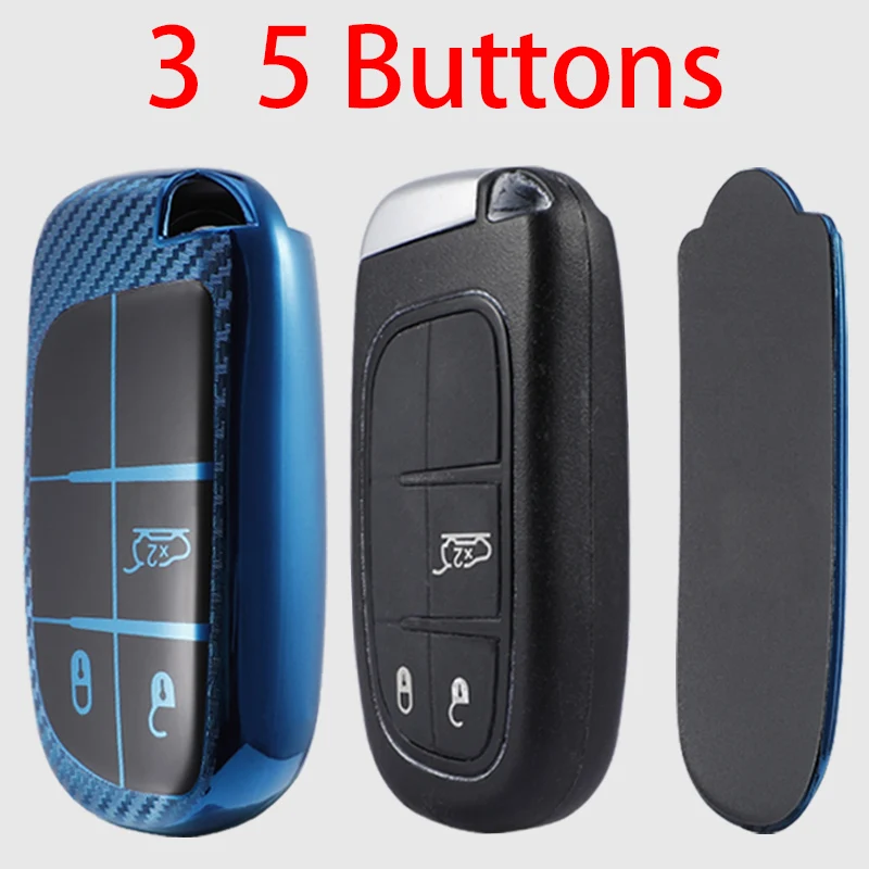 3 5 Button Car Key Case Cover For Jeep Renegade Compass Grand Cherokee For Chrysler 300C Wrangler Dodge Car Accessaries Keychain