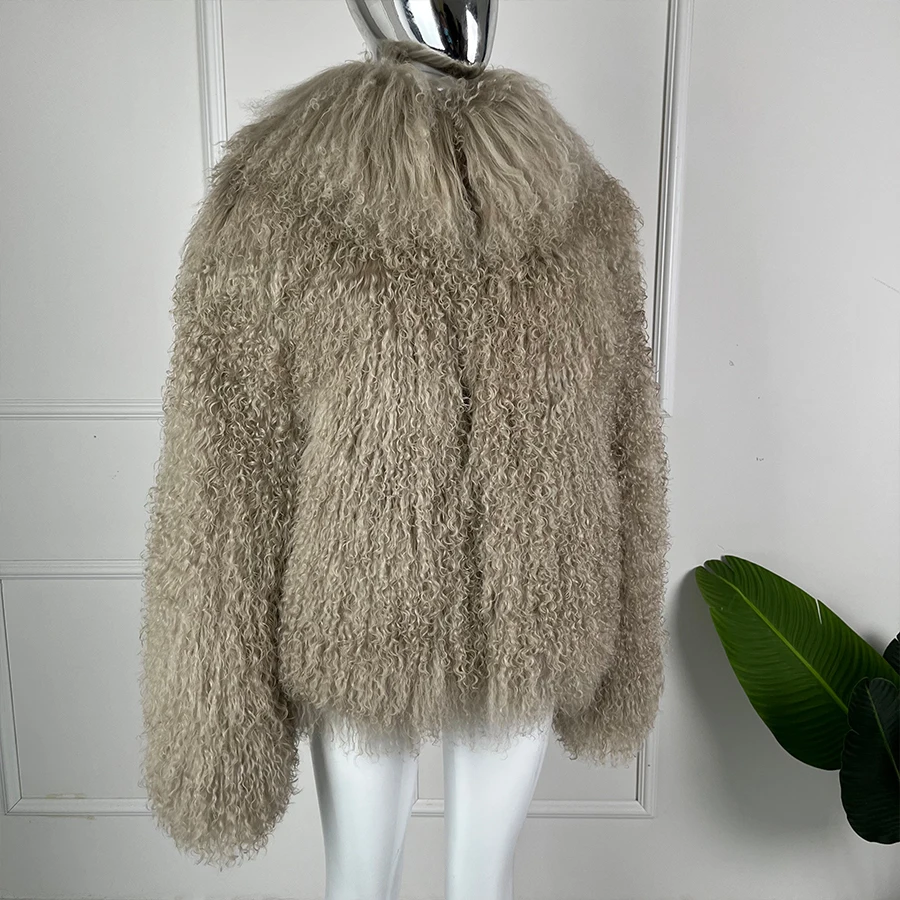 Real Fur Coat Women Winter Short Natural Tibetan Lamb Fur Jackets High Quality Luxury Warm Mongolian Sheep Fur Coats