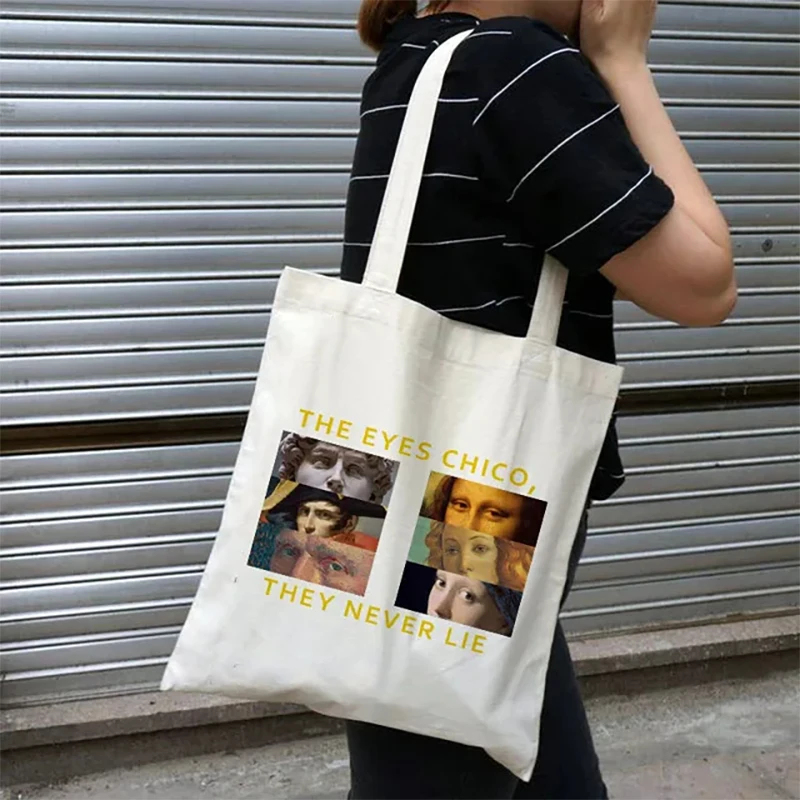 The Eyes Chico Van Gogh Fun Art Shopping Bag Women Graphic Casual Handbag Side Bag for Ladies Canvas Tote Bag Student - view 2