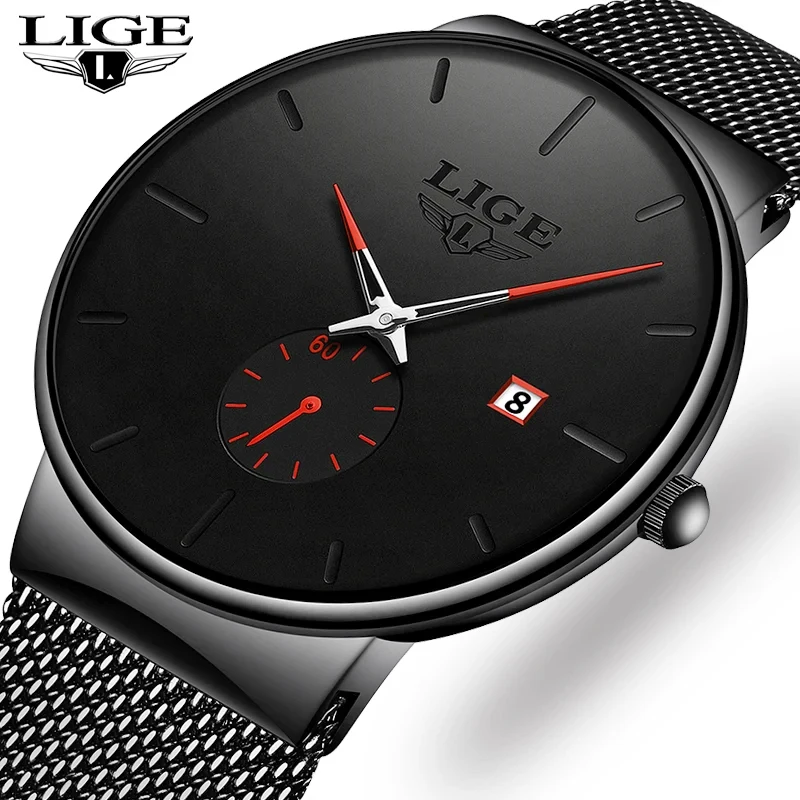 

LIGE новые роскошные часы для мужчин, военные кожаные мужские наручные часы, кварцевые часы, водонепроницаемые светящиеся мужские часы с датой недели, Reloj + коробка