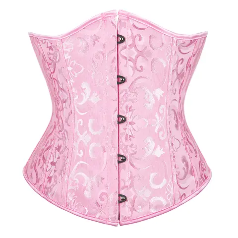Pink Corset Underbust Top Wome Plus Size Waist Cincher Sexy Gothic Corpete Corselet Fashion Black White Red Blue Rose