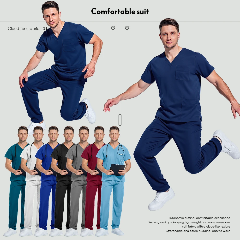 الدعك الرجال النساء بالجملة الدعك الزي الطبي عداء ببطء مجموعة الممرضات اكسسوارات عيادة الأسنان الحيوانات الأليفة الاستمالة فرك السراويل العليا مجموعات