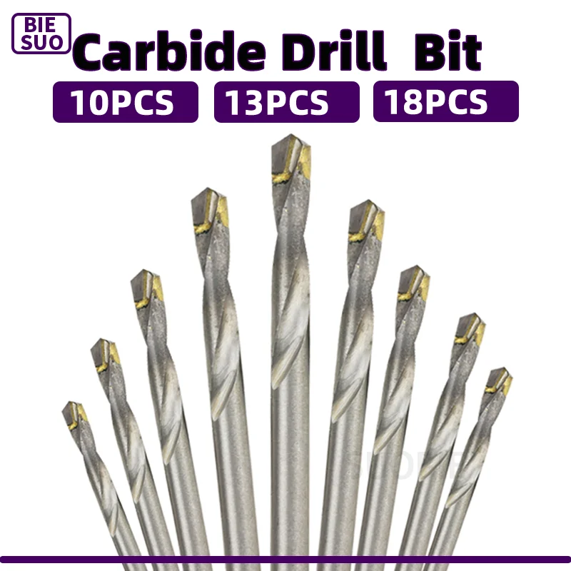 Carbide With Tungsten Straight Shank Drill Bits Are Used For Steel Iron Aluminum Alloy Ceramic Tiles 3-20mm Set